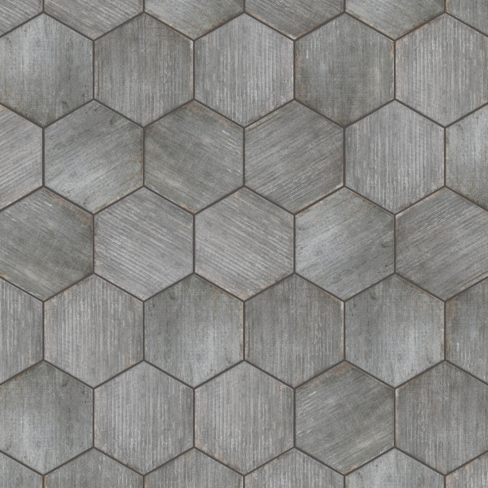 Retro Mini Hex Cendra Porcelain Floor and Wall Tile