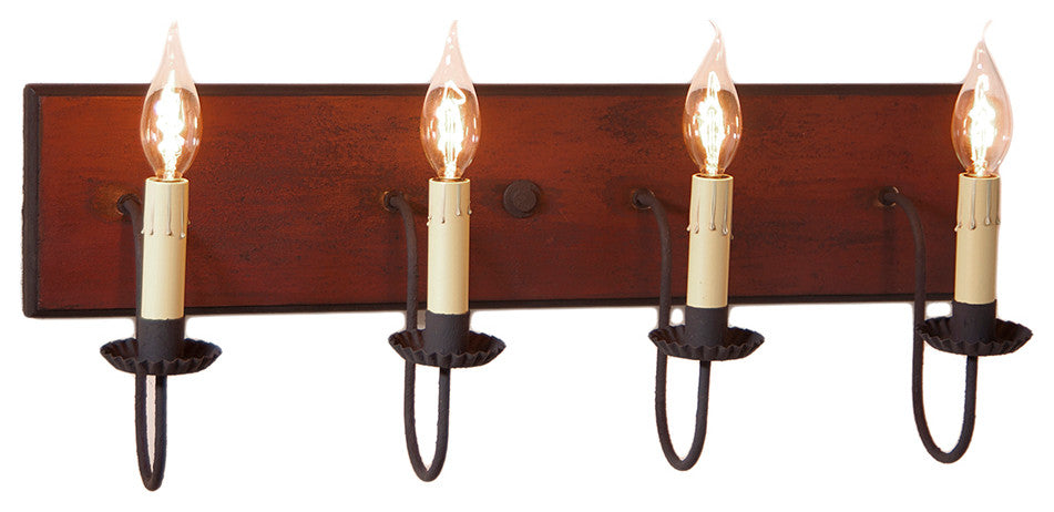 Four Arm Vanity Light, Hartford Red With Black Stripe