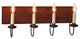 Four Arm Vanity Light, Hartford Red With Black Stripe