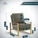 LeisureMod Jefferson Faux Leather Accent Armchair With Gold Frame, Grey