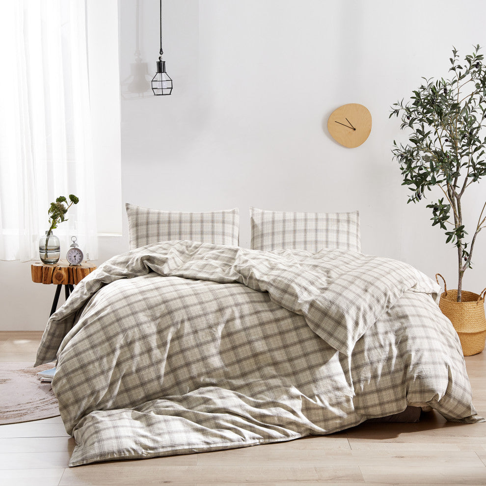 Kolkata Washed Cotton Duvet Set, Grey, 102" X 90