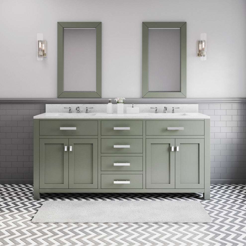 Madison 72 In. Carrara White Marble Countertop Vanity with Hook Facucet