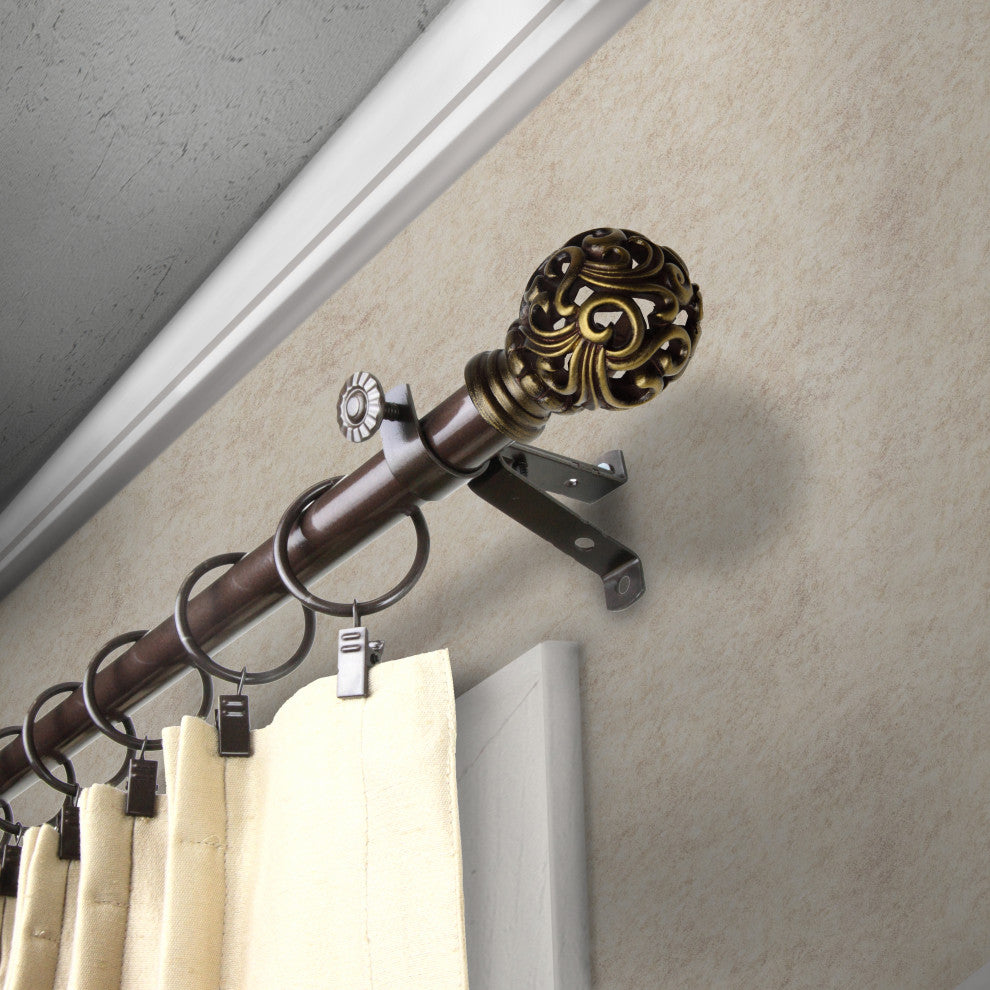 Laurie 13/16" Diameter Curtain Rod, Cocoa, 18-28"