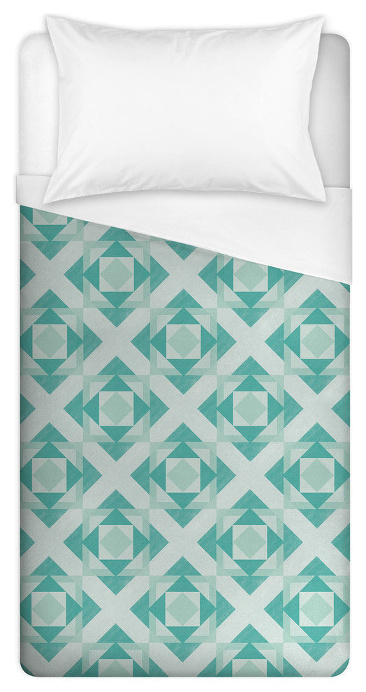 Turquoise Geo Pattern Twin Duvet Cover