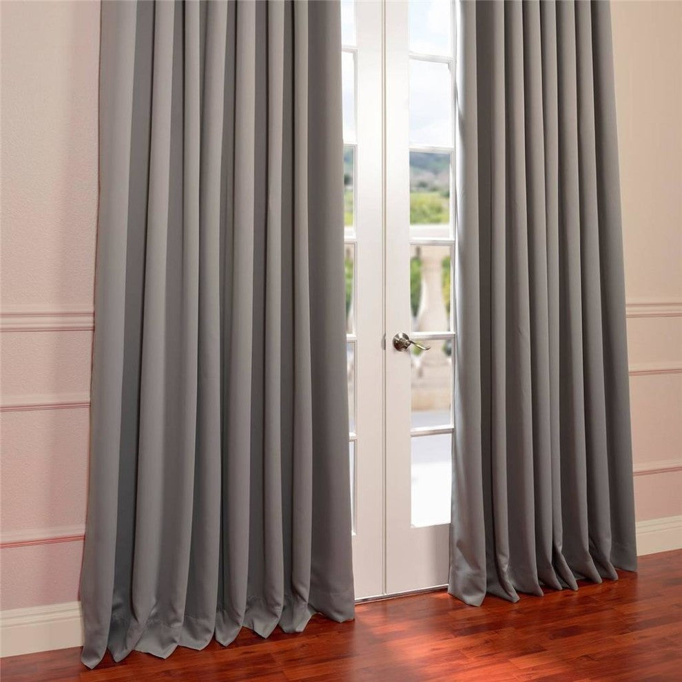 Neutral Gray Grommet Doublewide Room Darkening Curtain Single Panel, 100"x96"
