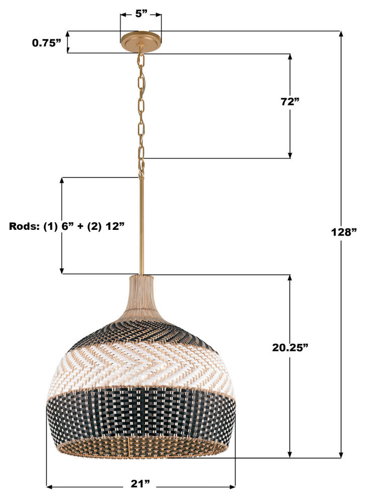 Crystorama Lighting Group ZAN-9005 Zanzibar 5 Light 21"W Pendant - Soft Gold /