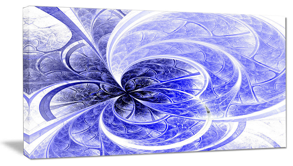Blue Light Fractal Flower Pattern, Abstract Canvas Art Print, 32x16