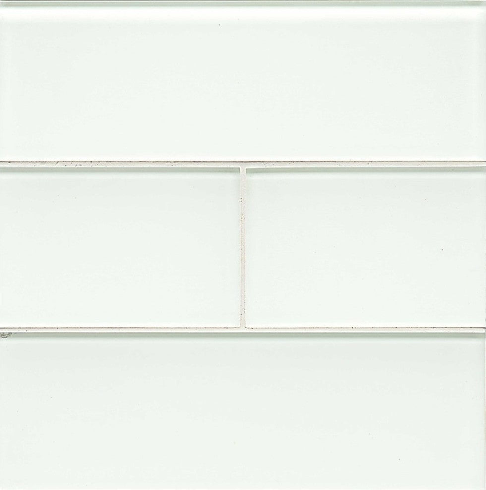 4"x12" Hamptons Glass Subway Tile, White Linen