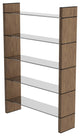 Modrest Glencoe Modern Walnut and Black Glass Bookshelf