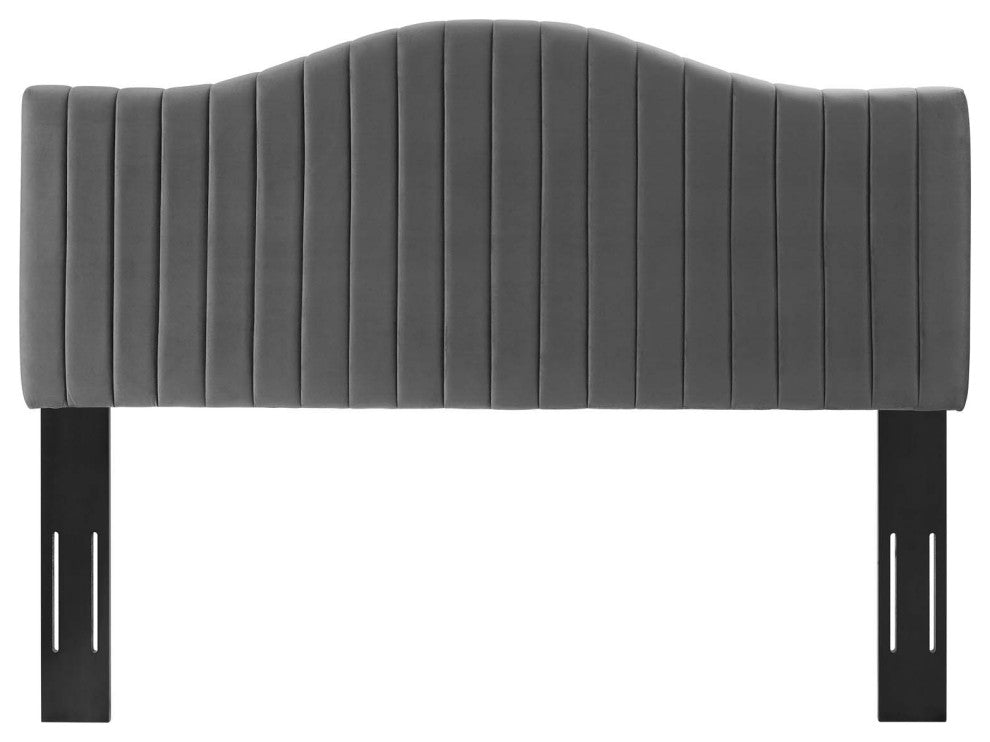 Tufted Headboard, Twin Size, Velvet, Dark Gray, Modern Contemporary