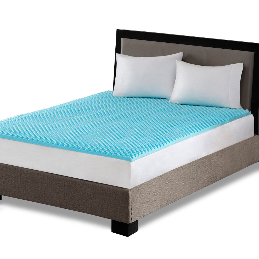 Sleep Philosophy 1.5" Gel Memory Foam Topper, Blue, Full