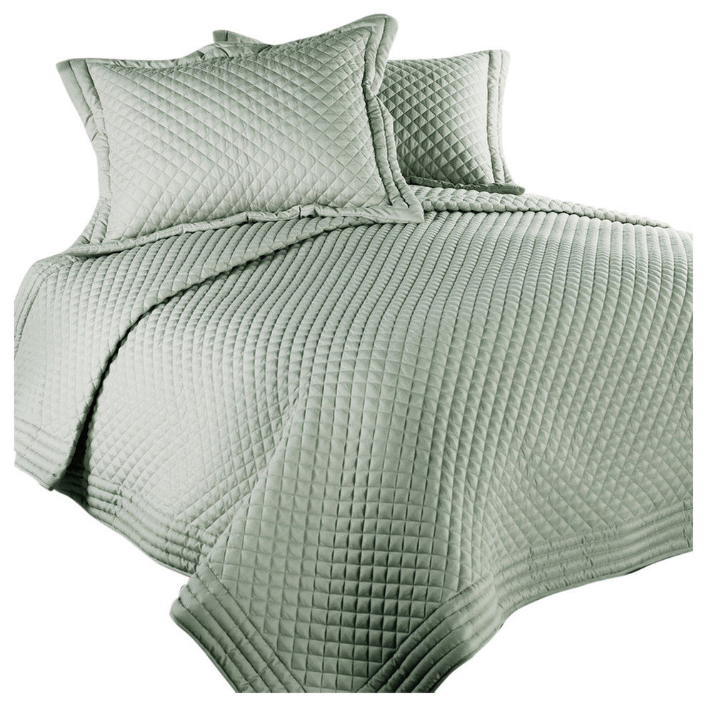 Lotus Home Diamondesque Water and Stain Resistant Quilt, Sage, Twin