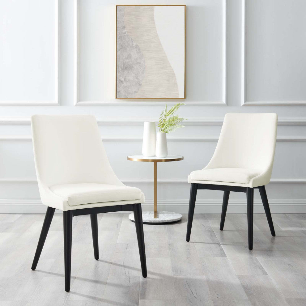Viscount Accent Performance Velvet Dining Chairs, Set of 2, White