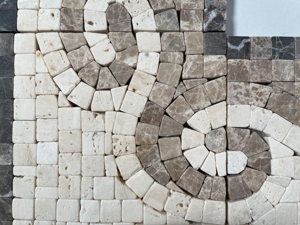 Marble Mosaic Border Listello Insert Tile Surf Emperador 4x12 Tumbled, 1 piece