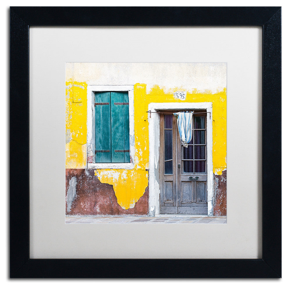 Michael Blanchette 'Yellow Chip' Art, Black Frame, White Mat, 16x16