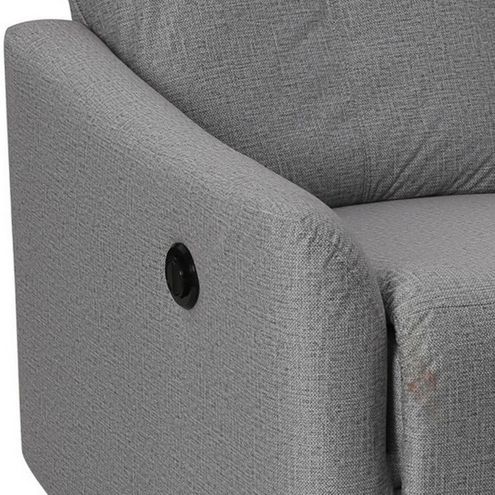 Benzara BM286360 Modern Recliner Chair, Touch Control Button, Gray Fabric