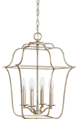 Quoizel GLY5204CS Four Light Foyer Pendant, Century Silver Leaf Finish
