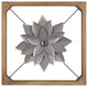 Wood Framed Gray Metal Flower Wall D"cor