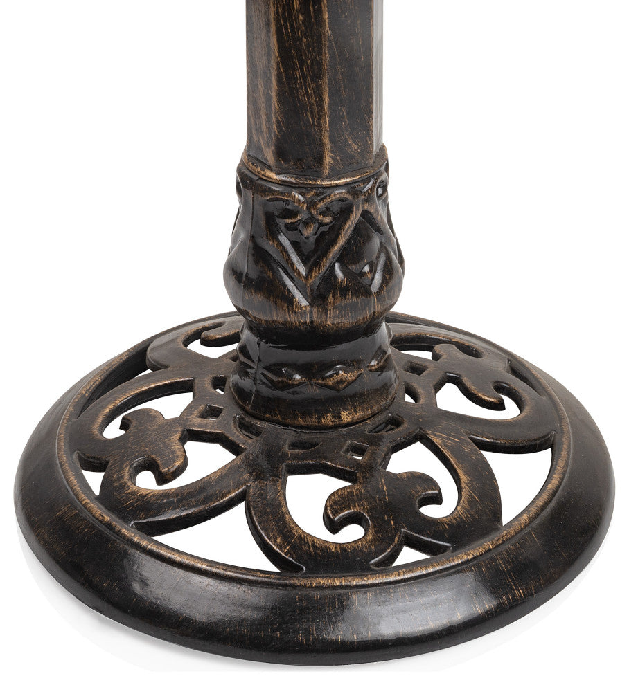 27" Tall Outdoor Antique Style Bronze Birdbath Bowl with Bird Figurine