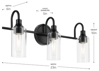23" 3-Light Vanity Light With Clear Glass