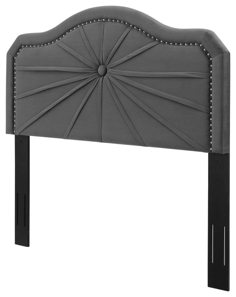 Headboard, Twin Size, Velvet, Dark Gray, Modern Contemporary, Bedroom