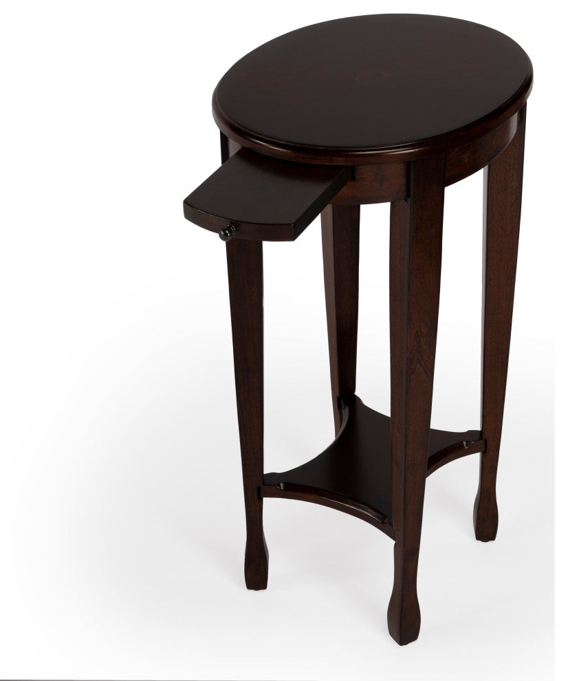 Butler Arielle Yellow Round Accent Table, Chestnut Burl