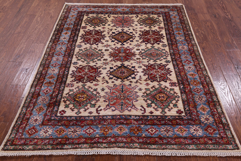 5' 0" X 6' 4" Super Kazak Hand Knotted Wool Rug Q10262