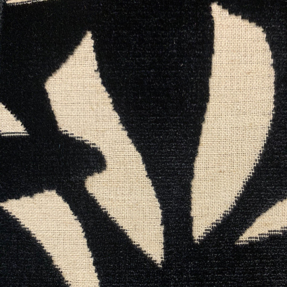 Plutus Black Palm Floral Luxury Throw Pillow, 12"x20"