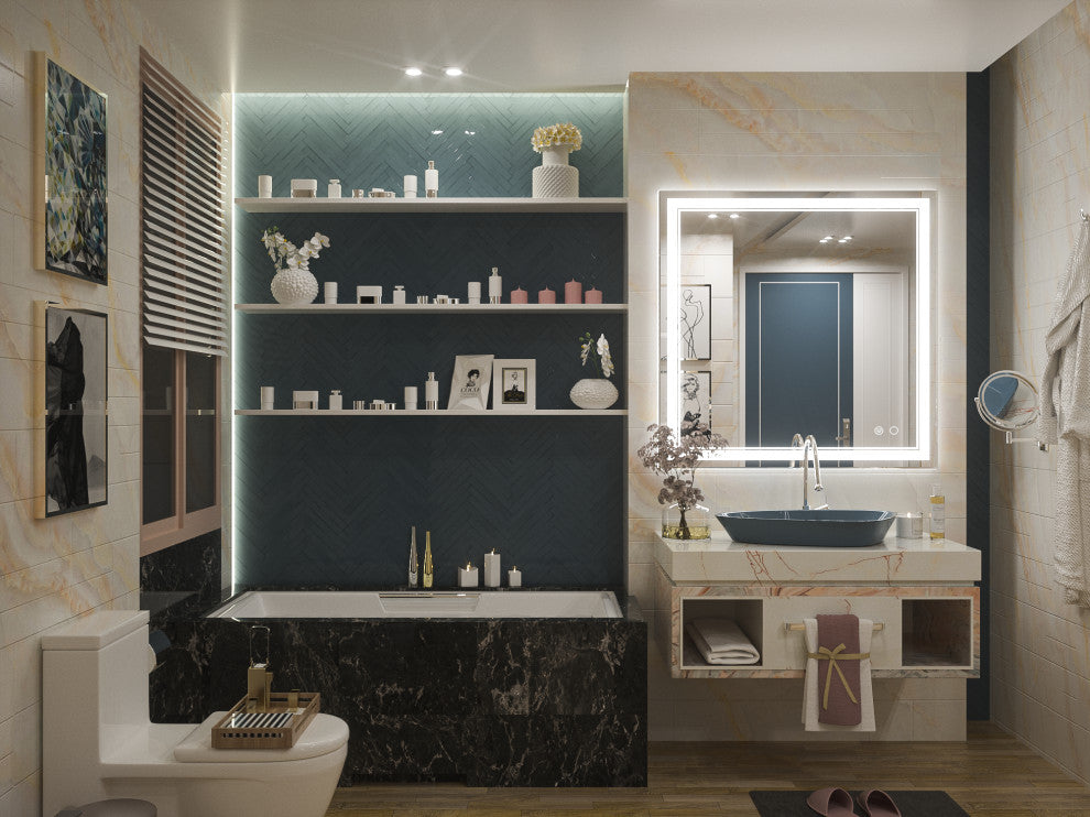 3-Colors LED Bathroom Mirror, Anti-Fog Memory Dimmable, Sliver, 36"x36"