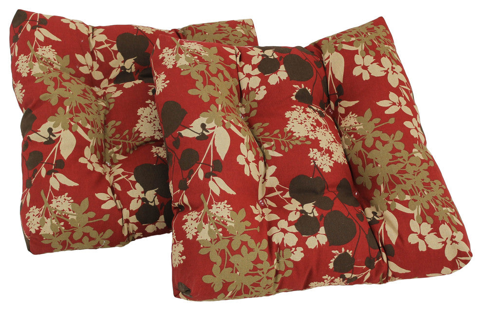 19" Squared Tufted Dining Chair Cushion, Set of 2, Montfleuri Sangria