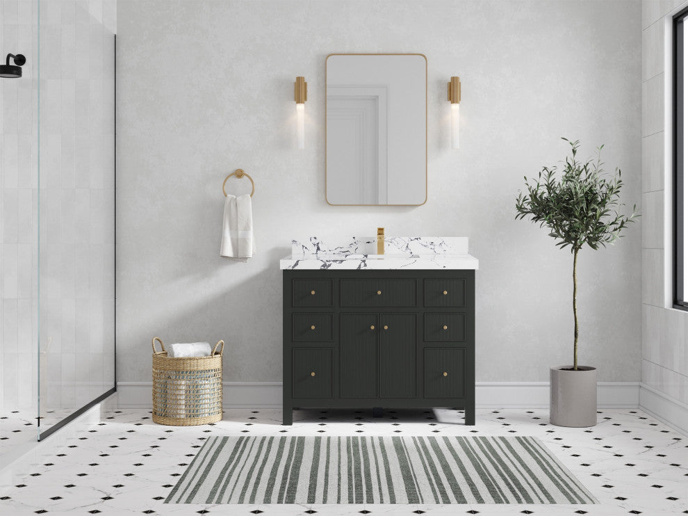 Sonoma 42" Single Sink Bath Vanity in Black Top, 2" Viola Night