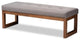 Caramay Gray Upholstered Walnut Brown Wood Bench