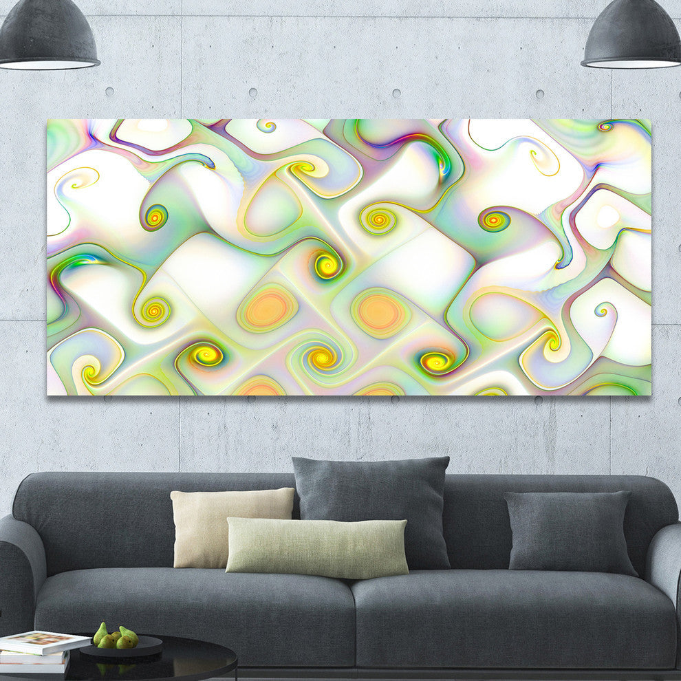 Beautiful Fractal Pattern with Swirls, Oversized Abstract Canvas Print, 60x28