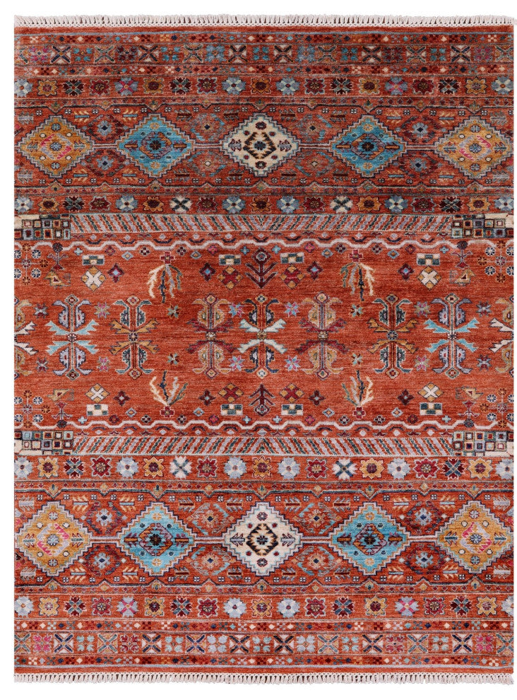 5' 1" X 6' 8" Khorjin Super Kazak Hand Knotted Wool Rug Q10143