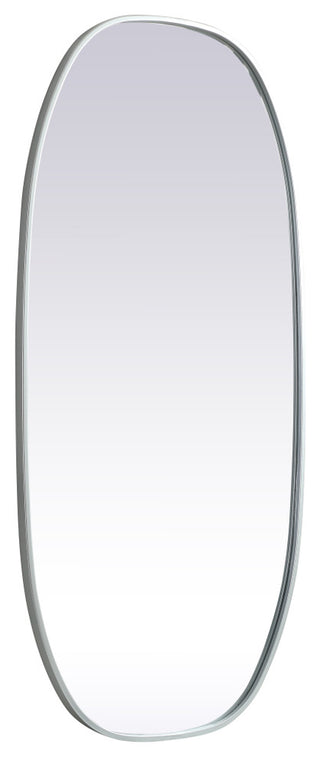 Home Living Metal Frame Oval Mirror 24x48 Inch, Silver