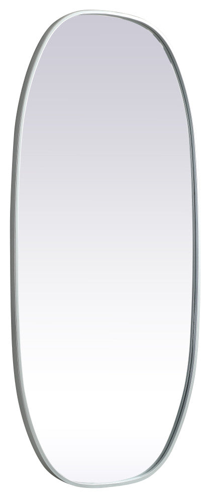 Home Living Metal Frame Oval Mirror 24x48 Inch, Silver