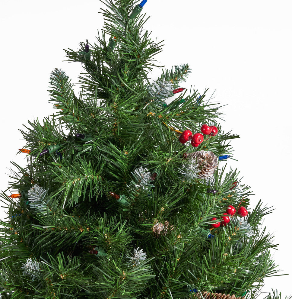 4.5' Mixed Spruce Artificial Christmas Tree, Pre-Lit Multi-Colored