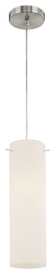 1-Light Pendant, Satin Nickel and White Glass