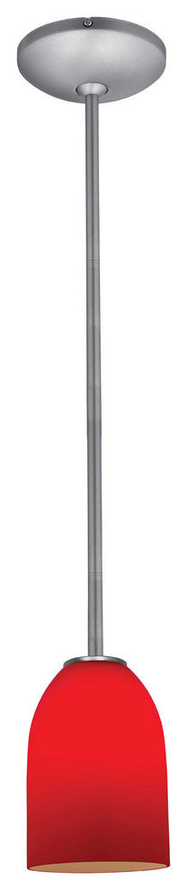 Access Lighting 28012-1R Janine 1 Light Mini Pendant - Brushed Steel / Red