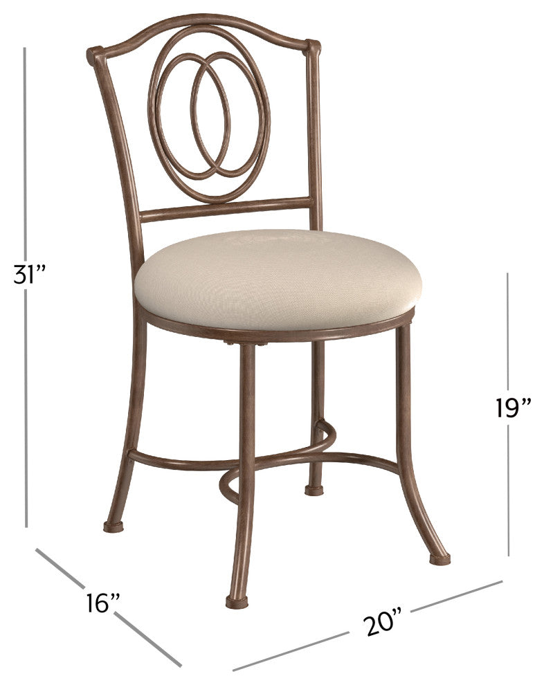 Hillsdale Furniture Emerson Metal Vanity Stool, Golden Bronze
