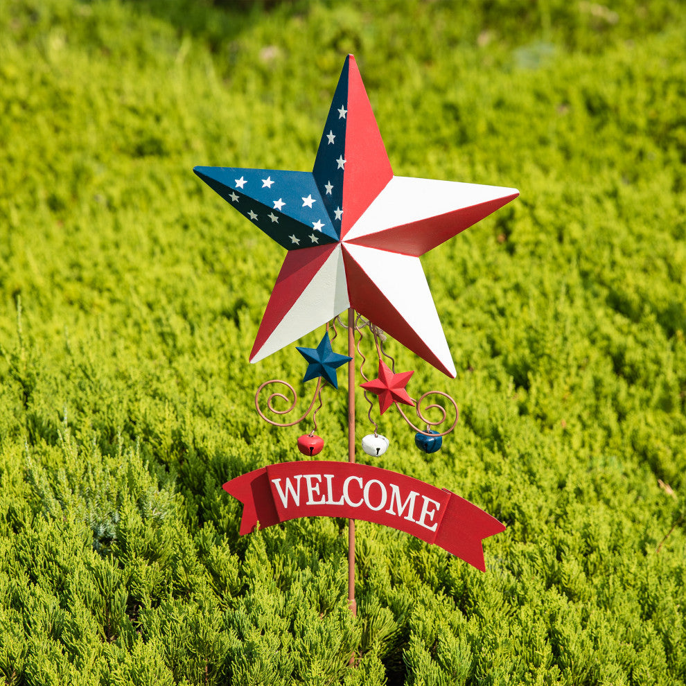42"H Patriotic Star Yard Stake, 2-Piece Set