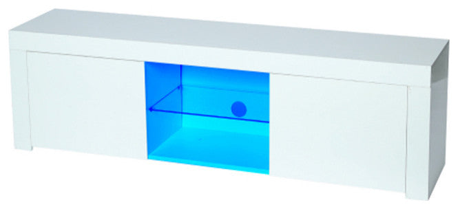 White morden TV Stand with LED Lights high glossy front TV Cabinet