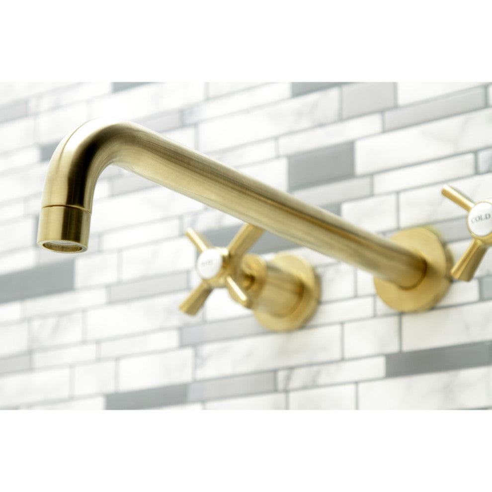 KS8047ZX Wall Mount Tub Faucet, Brushed Brass