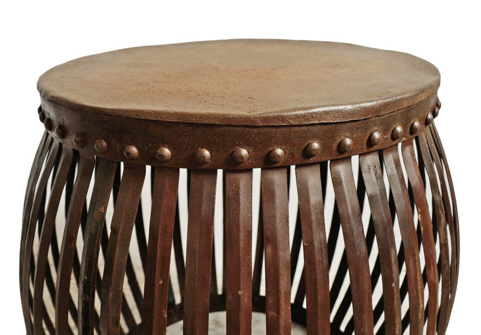 Iron Drum Strap Side Table