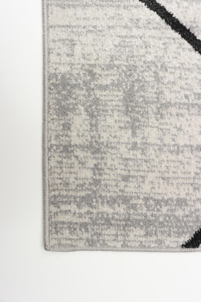 Aqua Damali Area Rug, Ivory/Black, 2'6"x8'