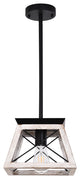 Rustic 1-Light Single Rectangle Pendant Light, White