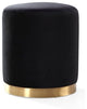 Opal Black Velvet Ottoman -Gold Base - Black