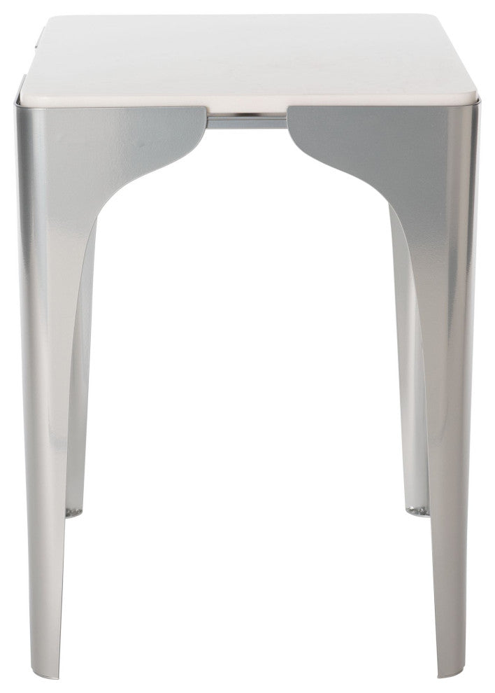 Cove Marble Top Side Table Sterling Finish