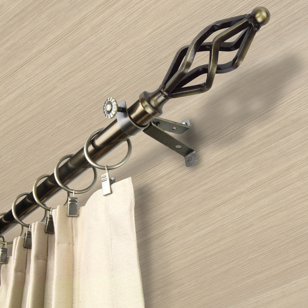 Vinci 13/16" dia. Curtain Rod, Antique Brass, 48"-84"