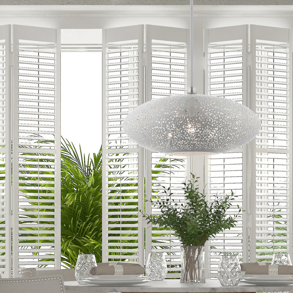 Livex Lighting Charlton 3 Light White With Brushed Nickel Accents Large Pendant